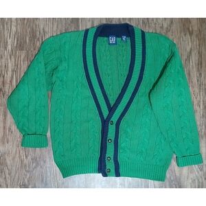 VINTAGE 90's GAP Men's Cable Cardigan L